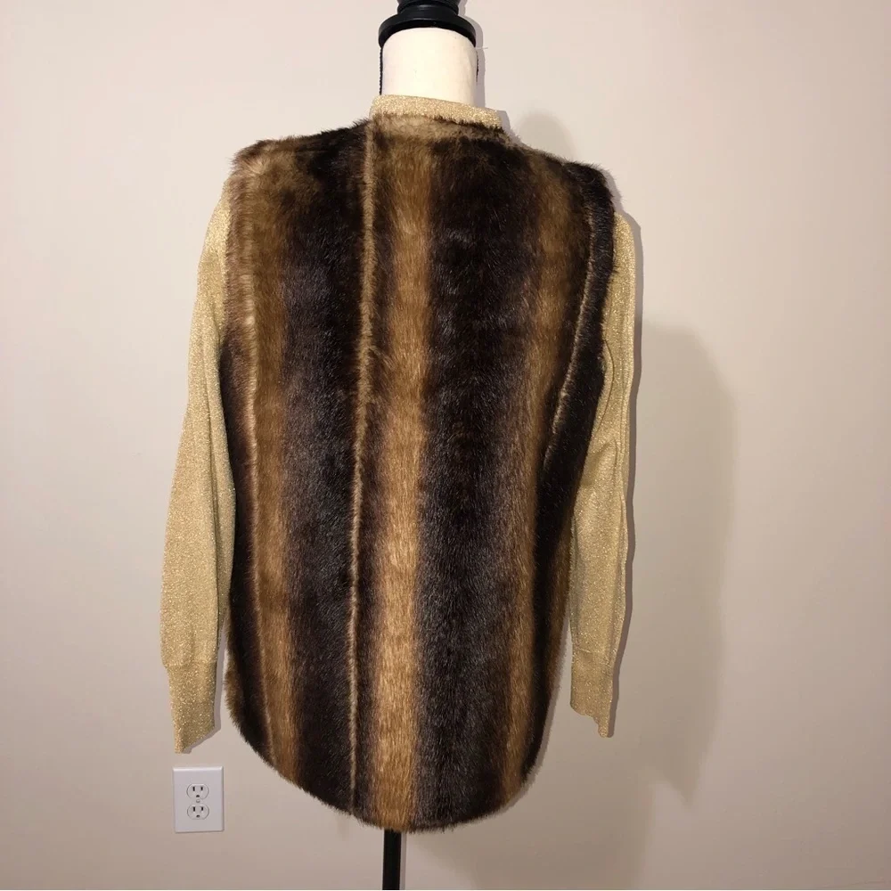Faux Fur Vest Betsey Johnson Brown Size Small